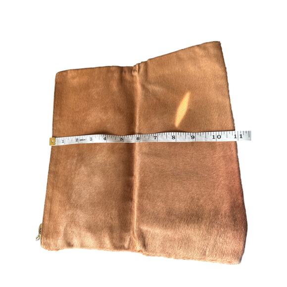 CLARE V. CLARE VIVIER CALF HAIR FLAT FOLD OVER CLUTCH CAMEL - Picture 9 of 10